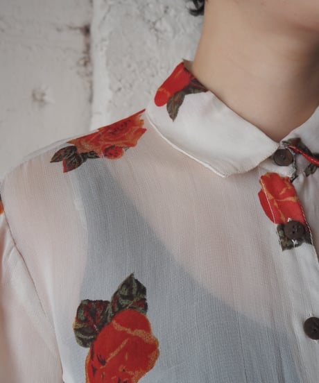 Flower Pattern Rayon Sheer Shirt WHRE