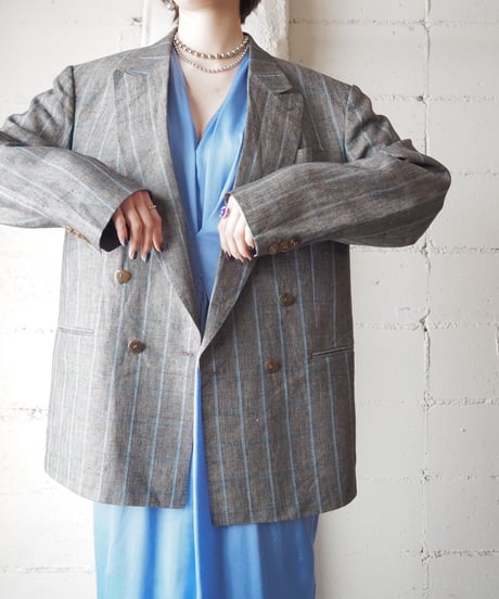 Double Breasted Check Pattern Jacket GR