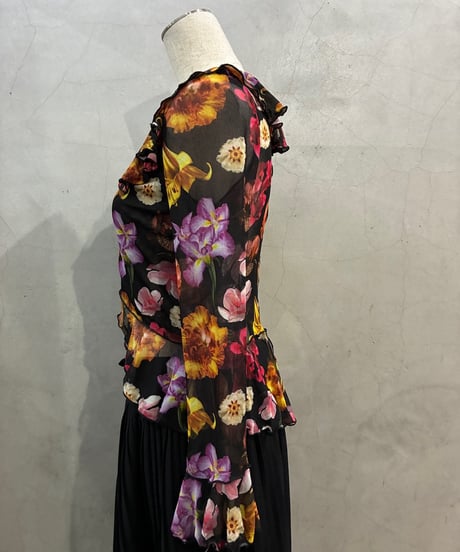 Desigual  Flower Pattern Sheer Frill Tops BUPIOR