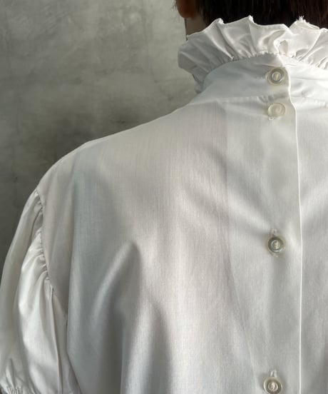 Frill Collar Volume Sleeve Blouse WH