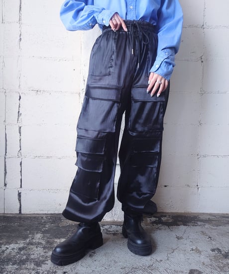 Satin Easy Cargo Pants BK