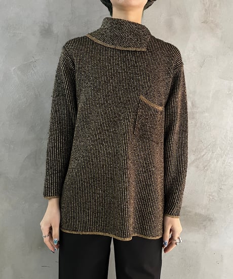 Turn Over Collar Giliter Mix Knit BKGD