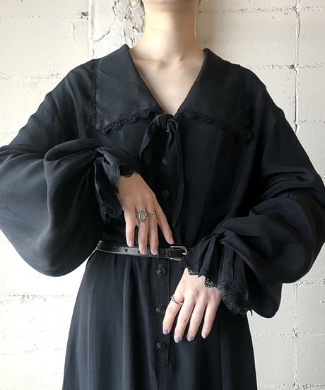 Ribbon Tie Frill Dress BK