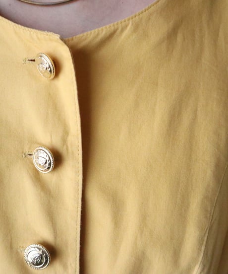 Front Button Volume Sleeve Dress YE