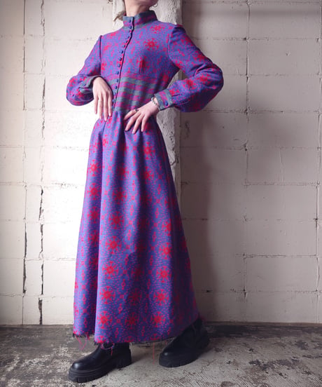 1970's Arabesque Pattern Jacquard Dress PUR