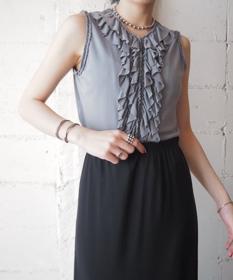 DKNY Raffled Design Sleeveless Blouse GR