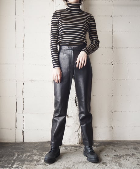 LAUREN Border Rib Turtle Neck Knit BKGO