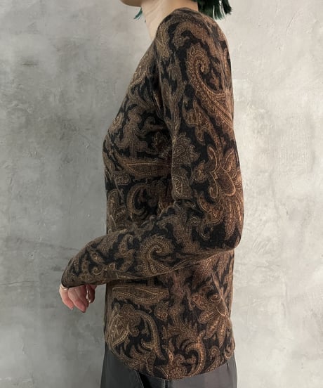 LAUREN Paisley Pattern Cashmere Knit BR