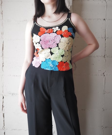 Josnph A. Sequin Flower Knit Camisole BK