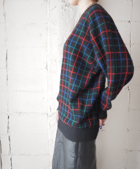 Check Pattern Cashmere Knit BKREGN