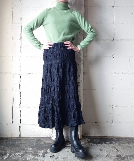 Shirring Tiered Skirt BK