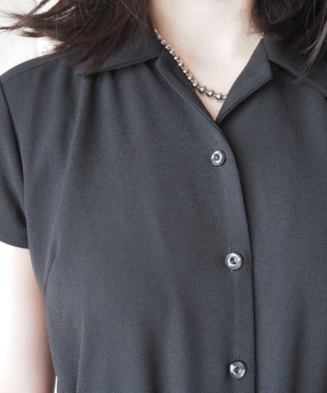 Open Collar Short Sleeve Dress BK