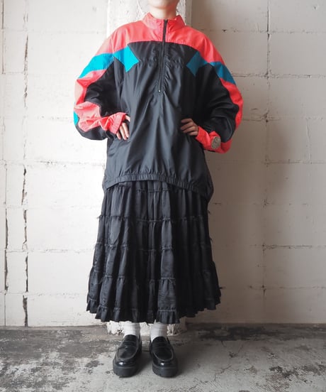 NIKE Mesh Switching Nylon Half Zip Jacket BKBLRE