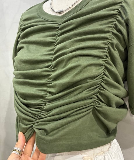 REMAKE Dead Stock Italy Military Tee Shirring Short Top KA