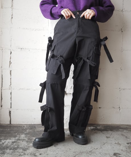 REMAKE Ribbon Cargo Pants BK