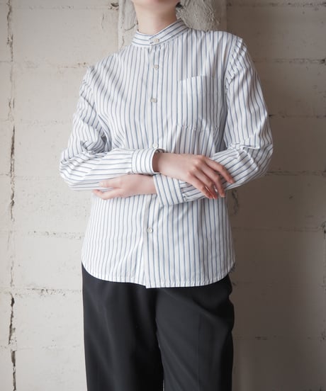 A.P.C. Striped Band Collar Shirt WHBL