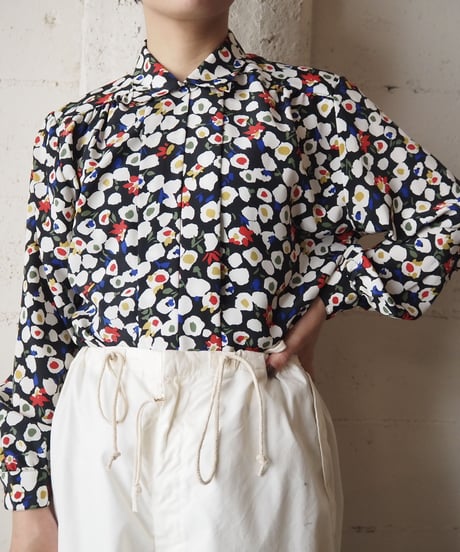 1980's Paint Pattern Blouse  BKWH