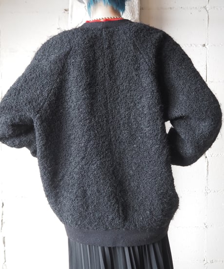 Loop Yarn Deep V Neck Cardigan BK