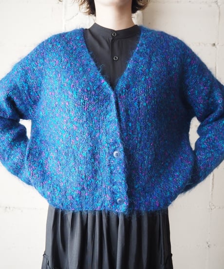 Mix Color Mohair Knit Cardigan BLPUR