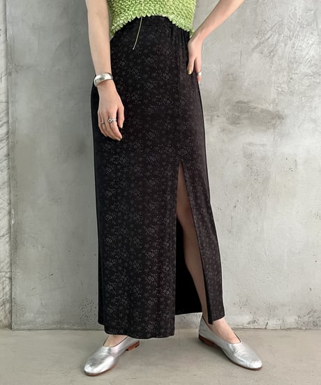 Small Pattern Front Slid Easy Skirt BK