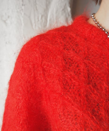 Dolman Sleeve Beads Design Mohair Knit RE