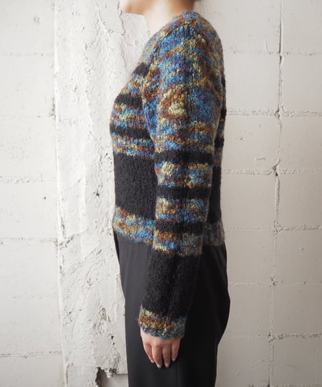 MNLDA Loop Yarn Stripe Knit BKBLBR
