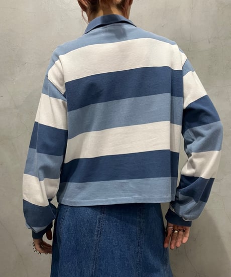 Remake LACOSTE Border Pattern Short Polo Shirt BLWH