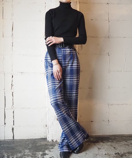 Check Flared Easy Pants BLWH