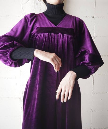 Velour Volume Sleeve Dress PUR