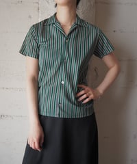 1970's Striped Open Collar S/S Shirt GNBKBL