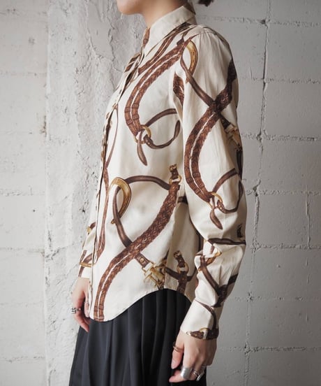LAUREN Belt Pattern Shirt IVBR