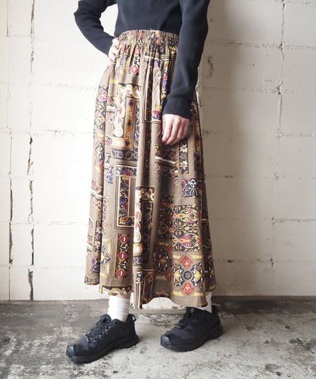 Pattern Flared Skirt BRBK