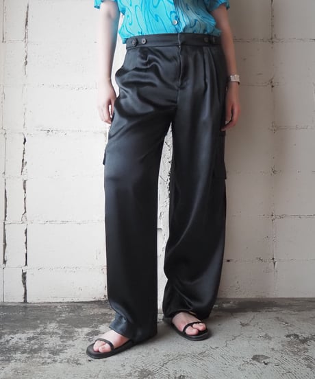 Shiny Satin Cargo Pants BK