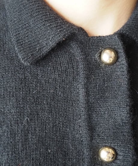 Gold Button Polo Knit BK