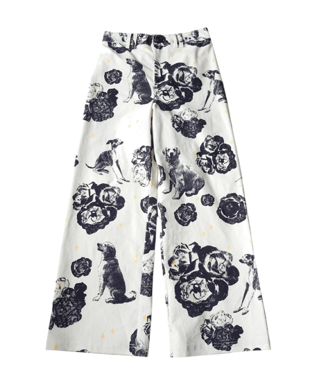 BIMBA Y LOLA Dog&Rose Print Cords Pants WH