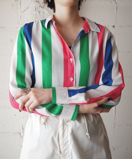 Open Collar Multi Stripe Shirt WHPIGN