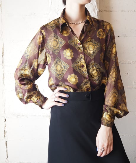 Sheer Sunflower Pattern Shirt BRGD