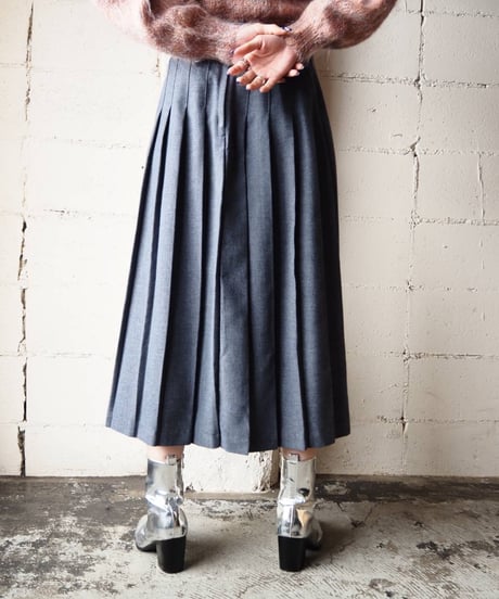 Pleats Long Wool Skirt GR