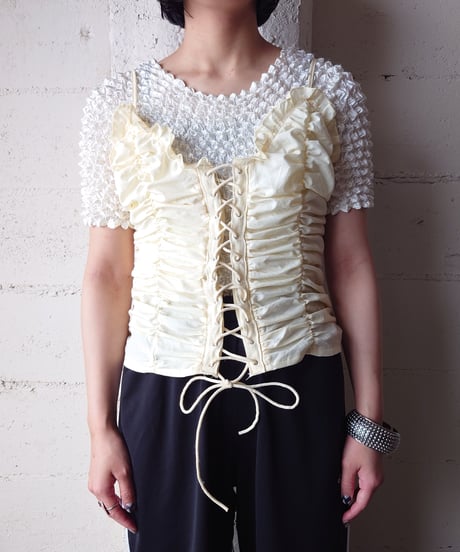 Shirring Laceup Camisole LYE