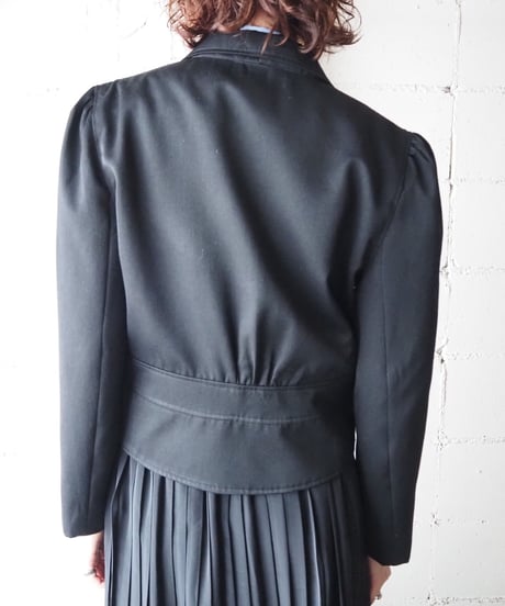 Open Satin Collar Short Jacket BK