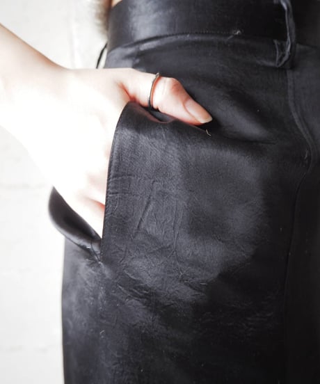 Satin Flared Long Skirt BK