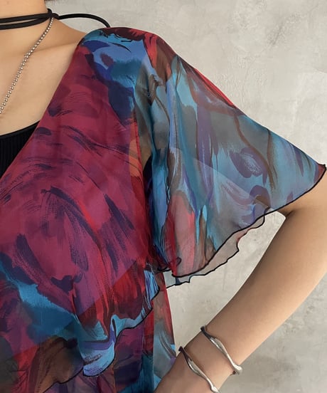 Flower Pattern Tiered Dress BLRD