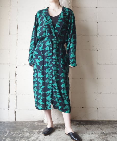 1980's Houndstooth Open Collar Dress GNBK