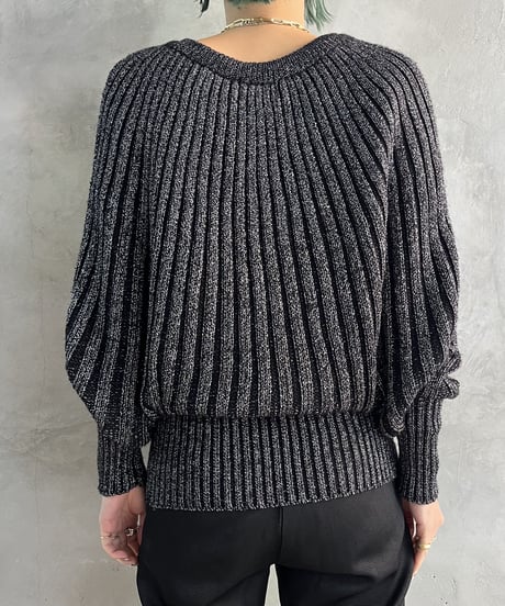 Lame Dolman Sleeve Rib Knit SIBK