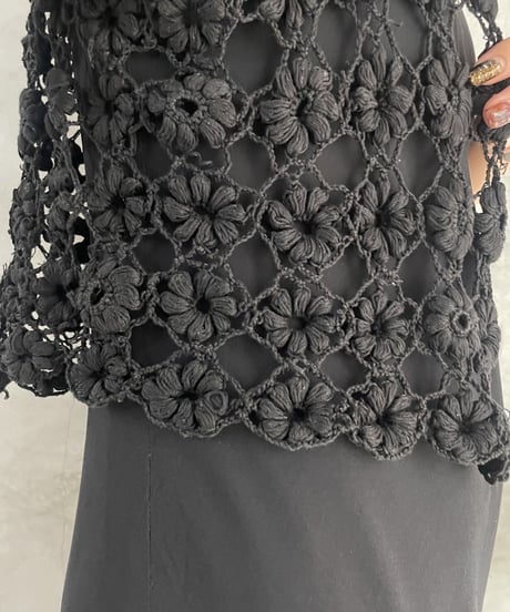 Flower Knit Cardigan BK