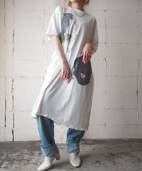 Dog Print Long Tee WHBK