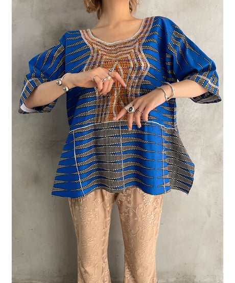 Side Slit African Batik Tops BLOR