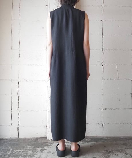 Stand Collar Sleeveless Dress BK