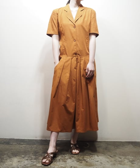 Open Collar Pleated Dress OR