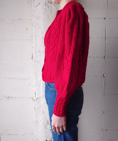 Open Collar Tyrolean Knit Cardigan RE